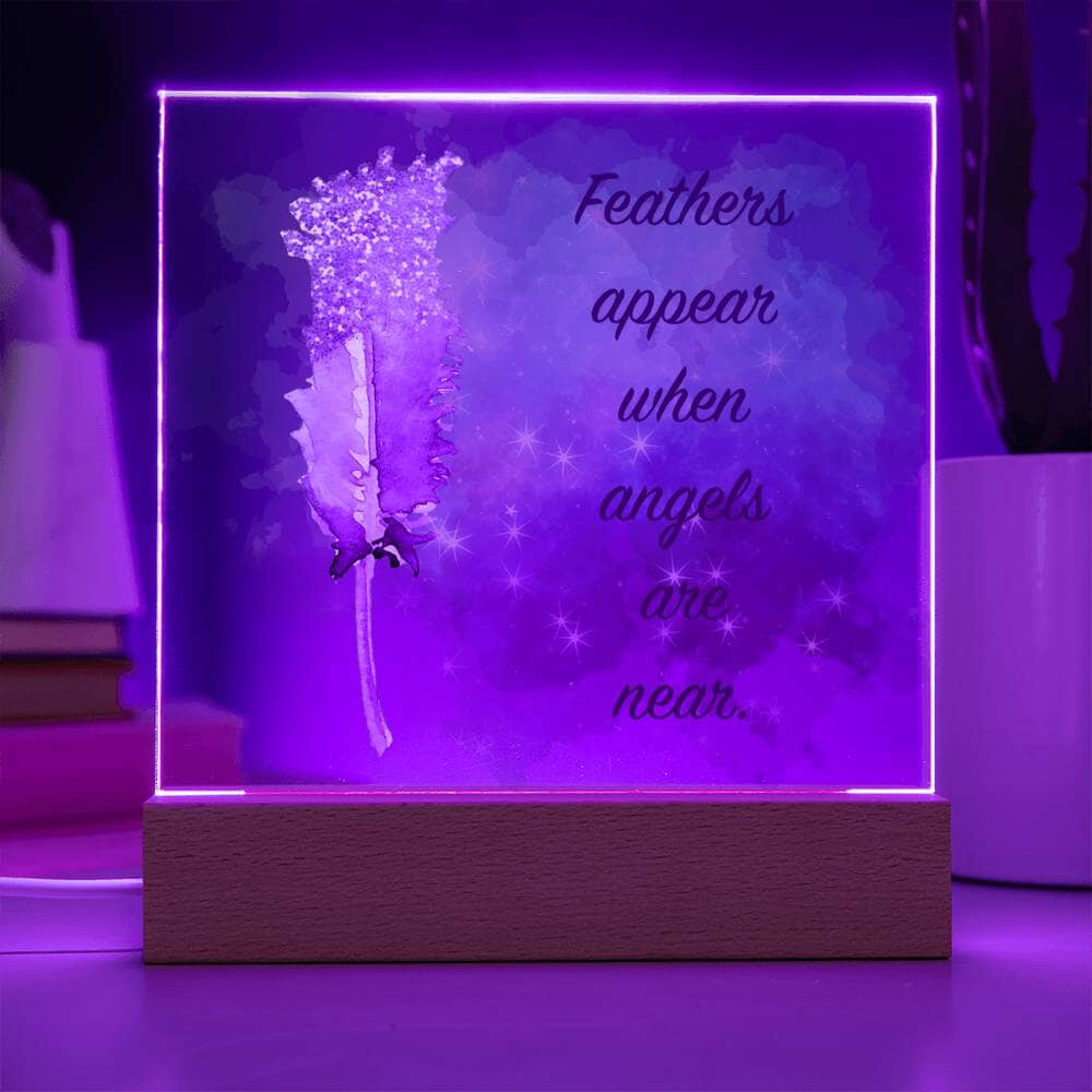 Heartfelt Acrylic Plaque: A Tribute to Love with "Feather appear when angels are near." Jewelry ShineOn Fulfillment 