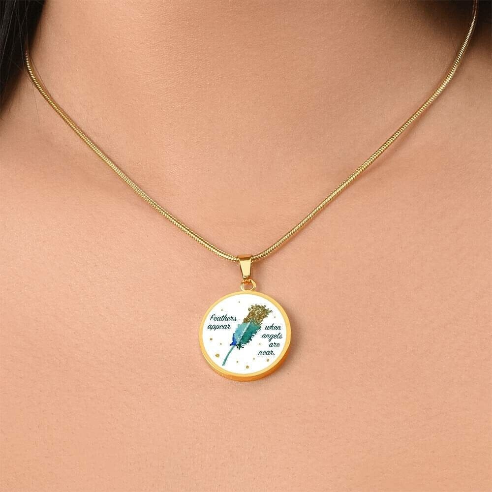 Divine Feathers Pendant: Embracing Angels' Proximity - "Feathers appear when angeles are near." Jewelry ShineOn Fulfillment 