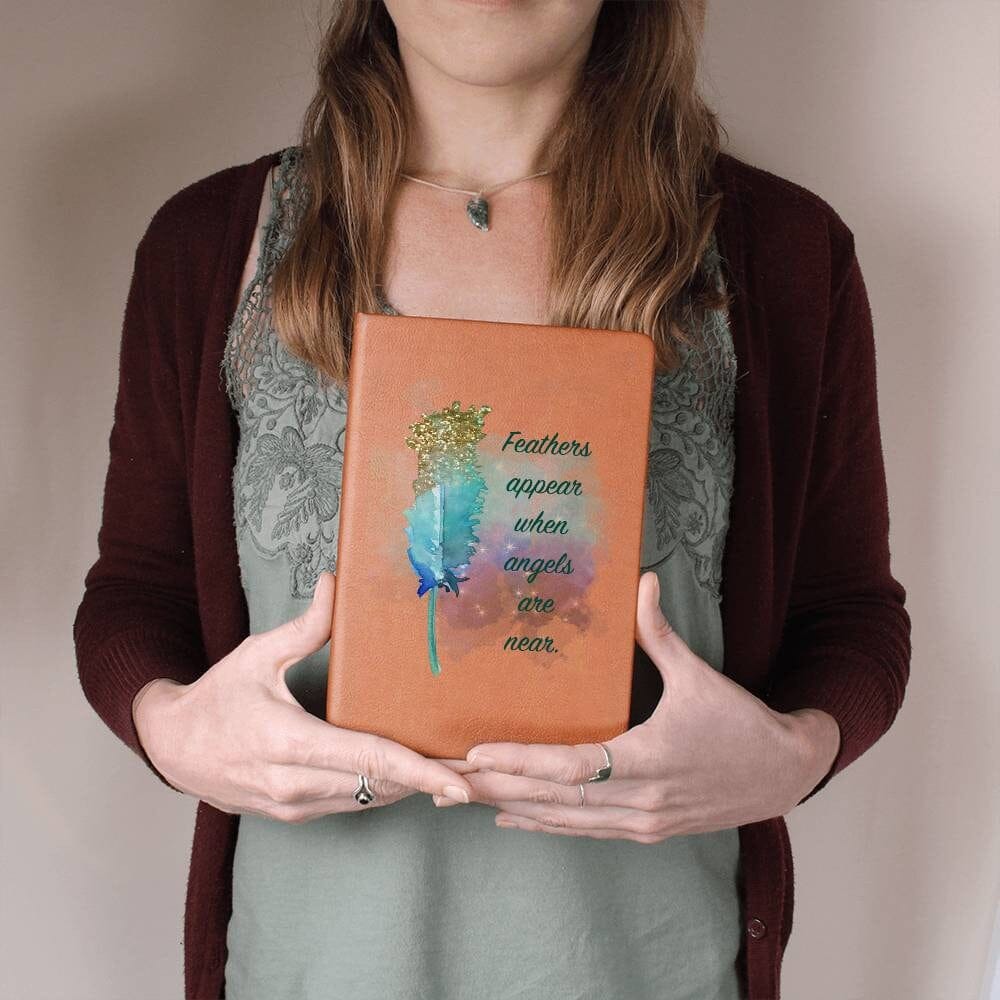 Celestial Feather Vegan Leather Journal - Angelic Inspiration, Lined Pages - 5.8" x 8.5" Jewelry ShineOn Fulfillment 