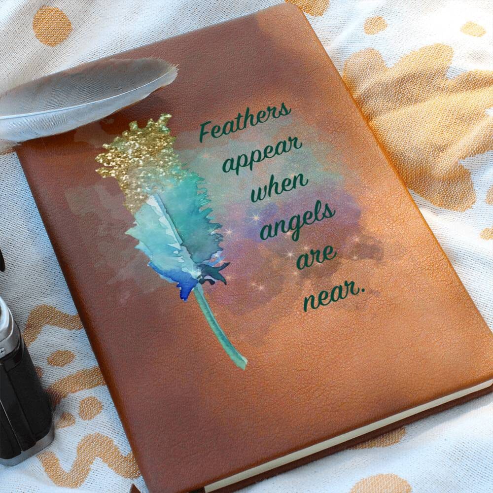 Celestial Feather Vegan Leather Journal - Angelic Inspiration, Lined Pages - 5.8" x 8.5" Jewelry ShineOn Fulfillment 