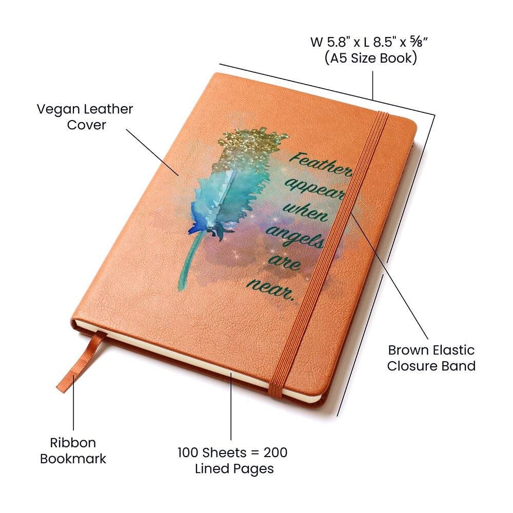 Celestial Feather Vegan Leather Journal - Angelic Inspiration, Lined Pages - 5.8" x 8.5" Jewelry ShineOn Fulfillment 