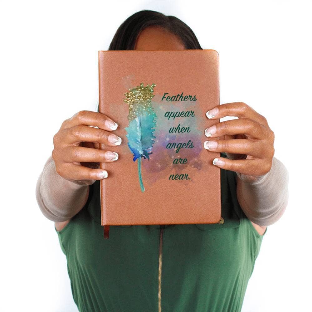 Celestial Feather Vegan Leather Journal - Angelic Inspiration, Lined Pages - 5.8" x 8.5" Jewelry ShineOn Fulfillment 
