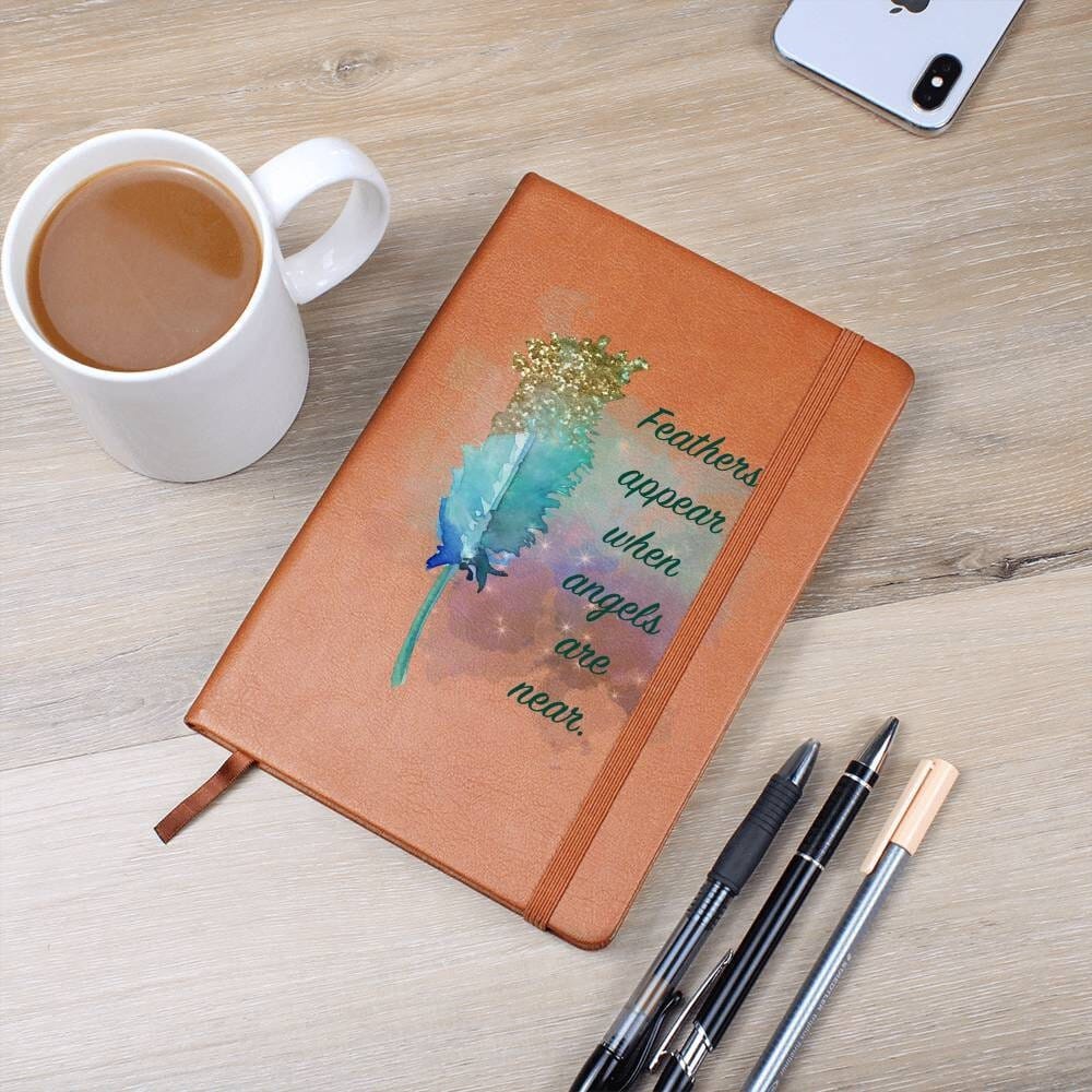 Celestial Feather Vegan Leather Journal - Angelic Inspiration, Lined Pages - 5.8" x 8.5" Jewelry ShineOn Fulfillment 